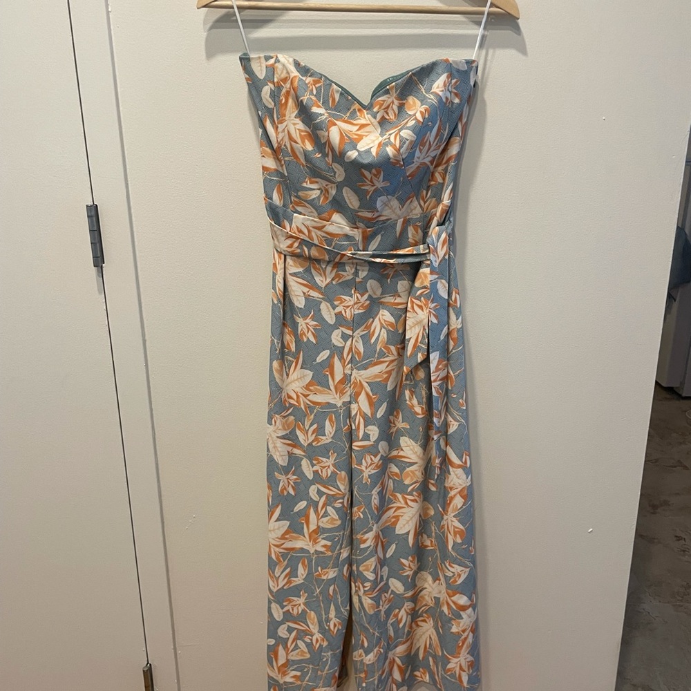 H&M cropped floral strapless tube jumpsuit size 8